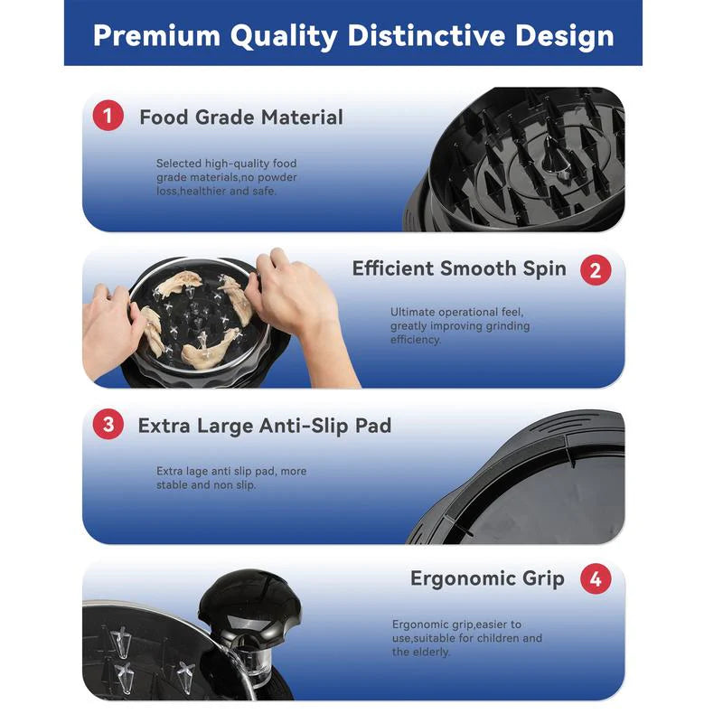 Chicken Shredder Tool Twist, Visible Chicken Breast Grinder Machine for Ground Food, Meat & Vegetables (Elegant Black) Slicer Kitchen-OA